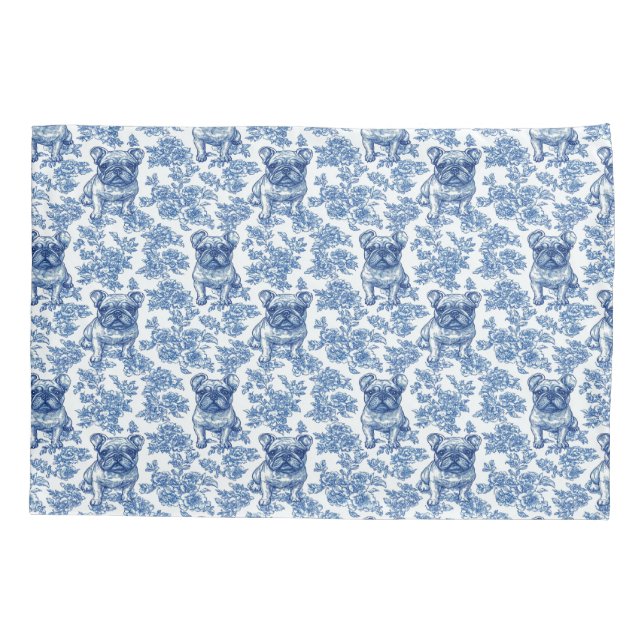 Housse D'oreillers Toile de Bulldog bleu (Dos)