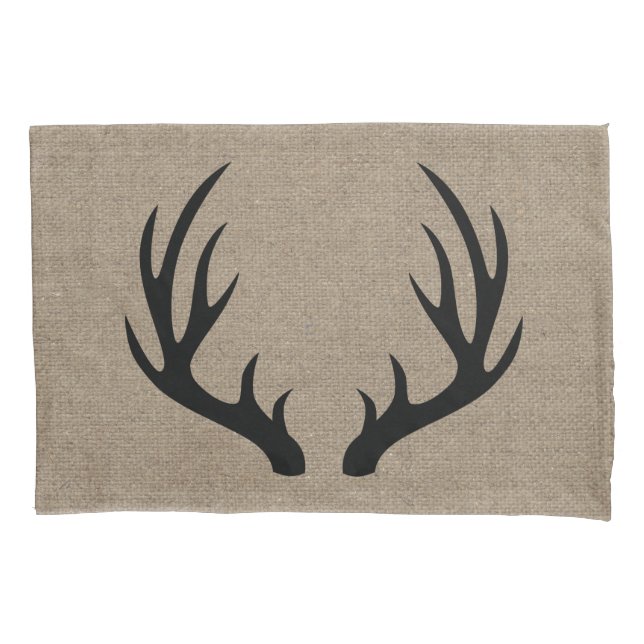 Housse D'oreillers Toile de jute rustique de Faux d'andouillers de (devant)