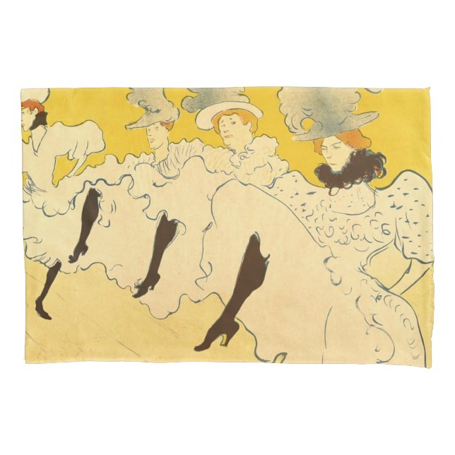 Housse D'oreillers Tolouse-Lautrec Dancing Girls Yellow Poster Art (devant)