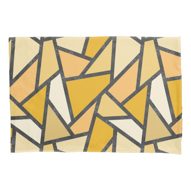 Housse D'oreillers Tons de motif en vitrail jaune (devant)