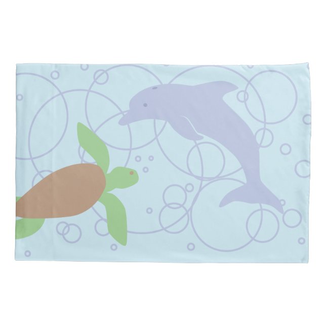 Housse D'oreillers Tortue et dauphin de mer (Dos)