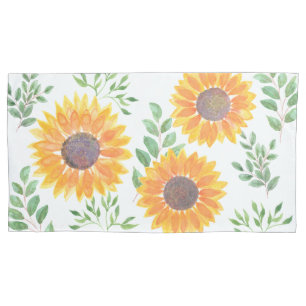 Housse D'oreillers Tournesol Floral Jaune