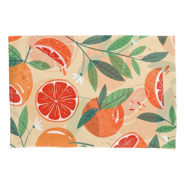 Housse D'oreillers Tranches de pamplemousse, motif moderne sans soudu (devant)