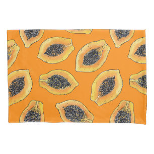 Housse D'oreillers Tranches de Papaya sur orange