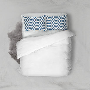 Housse D'oreillers Trellis bleu blanc et marine, treillis, Quatrefoil