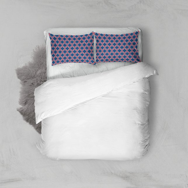 Housse D'oreillers Trellis marocain bleu et rouge, treillis, Quatrefo (Créateur téléchargé)
