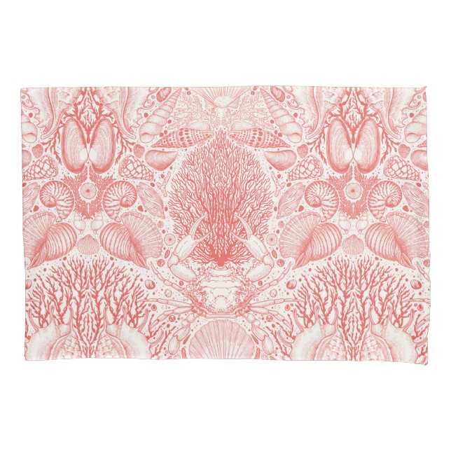 Housse D'oreillers Trésors de plage en rouge corail (devant-gauche)