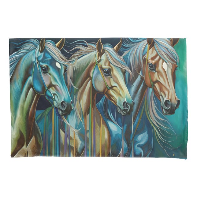 Housse D'oreillers Trio des chevaux (devant)