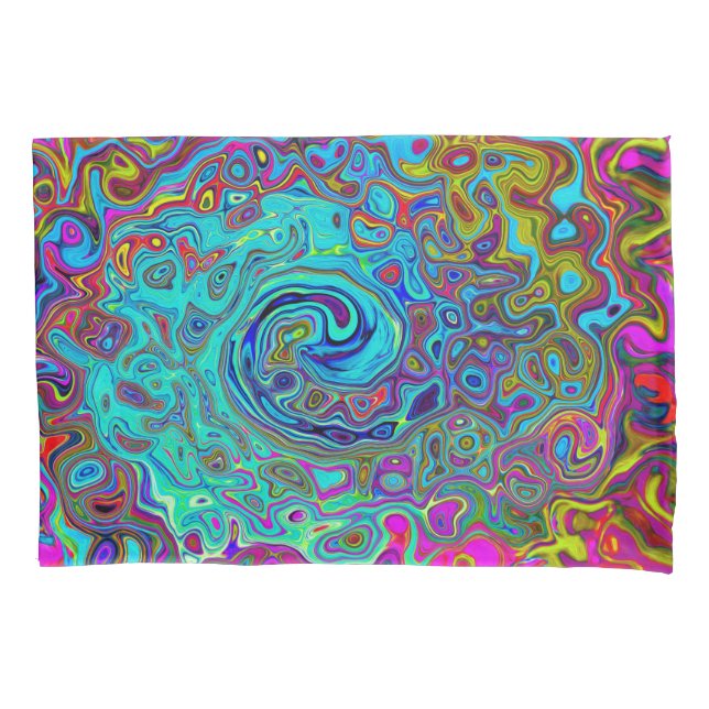 Housse D'oreillers Trippy Sky Blue Abstrait Retro Liquid Swirl (devant)