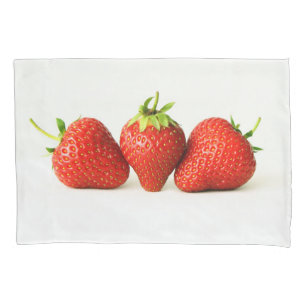 Housse D'oreillers Trois fraises sur blanc Coussin de lit ccn Coque
