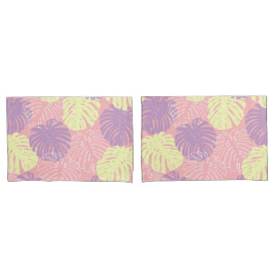 Housse D'oreillers Tropical Pastel rose Yellow Monstera Feuilles de l