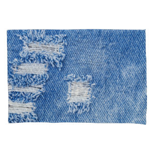 Housse D'oreillers Trou, jean denim, texture déchirée