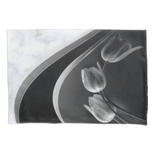 Housse D'oreillers Tulipes Abstraites Marbres blancs