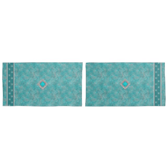 Housse D'oreillers Turquoise du sud-ouest (devant-Set)