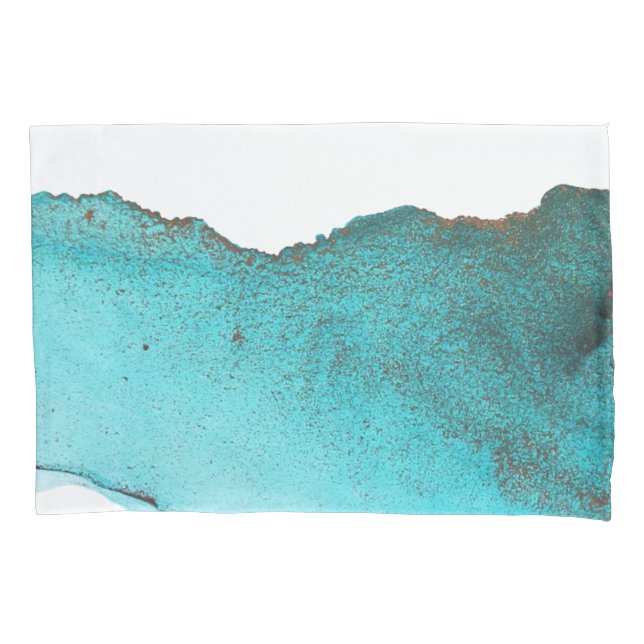 Housse D'oreillers Turquoise sophistiqué Noir Abstrait Art Encre d'al (devant)