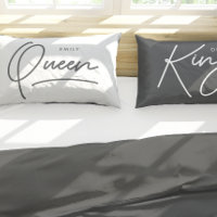 Typographie moderne élégant roi reine coussin coqu