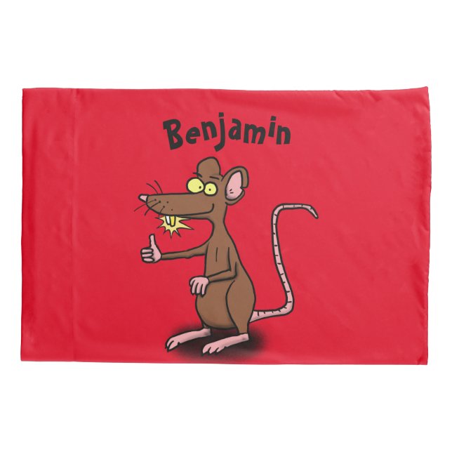Housse D'oreillers Un rat brun mignon pouce vers le haut dessin animé (Dos)