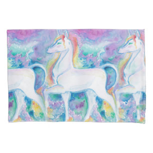 Housse D'oreillers Unicornes aquarelle