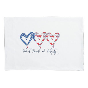 Housse D'oreillers USA Drapeau Patriotique Coeurs 4 juillet Sweet Lan