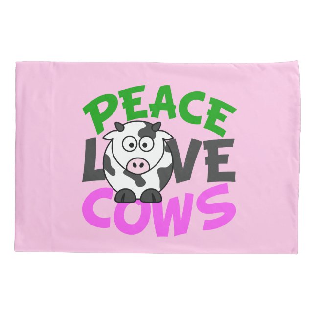 Housse D'oreillers Vaches d'amour de la paix (rose) (Dos)