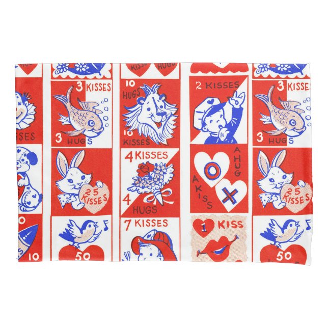 Housse D'oreillers Valentine Retro Love Hugs Motif (devant)