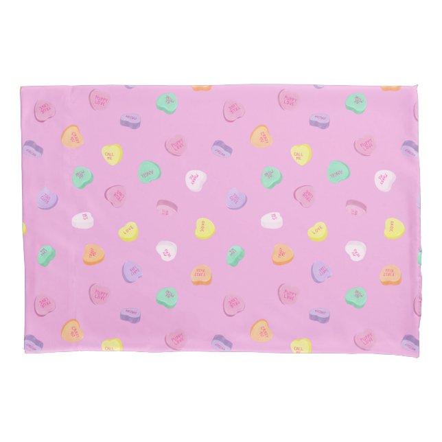 Housse D'oreillers Valentines Day Candy Hearts Motif (devant)