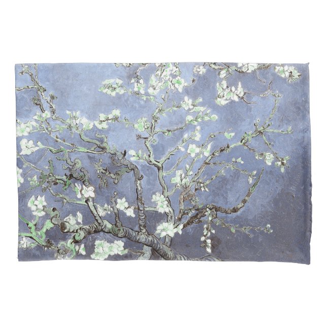 Housse D'oreillers Van Gogh Almond Blossoms en acier bleu (devant)