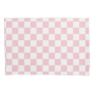 Housse D'oreillers Vérifier le Motif de tableau de bord rose et blan