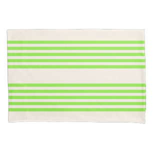 Housse D'oreillers Vert citron vert et beige cinq rayures motif