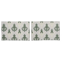 Vert sauge et damas crème