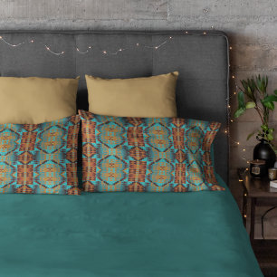 Housse D'oreillers Vert turquoise Turquoise Aqua Blue Orange Tribal A