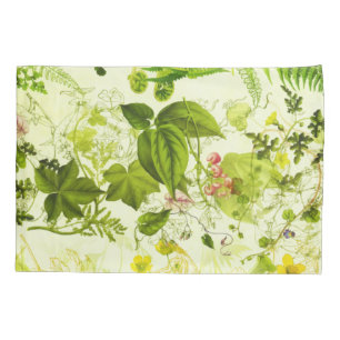 Housse D'oreillers Vert vintage Botanique Fleurs sauvages Aquarelle