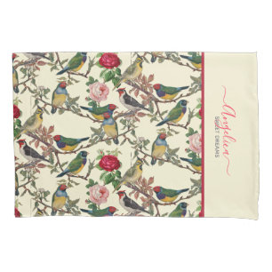 Housse D'oreillers Victorian Chintzy Scrapbook Retro Birds Motif