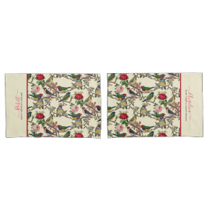 Housse D'oreillers Victorian Chintzy Scrapbook Retro Birds Motif