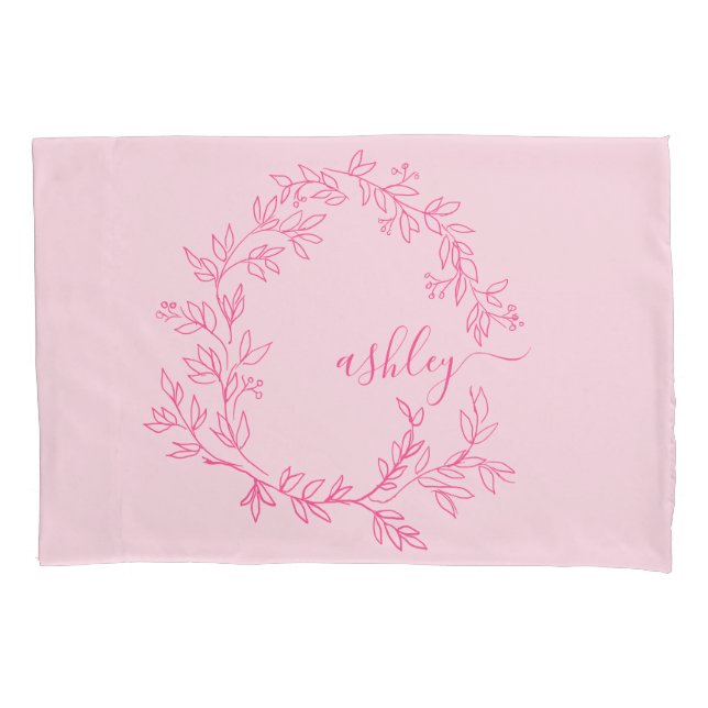 Housse D'oreillers Vierge rose moderne Script Girl Monogramme Nom (devant)