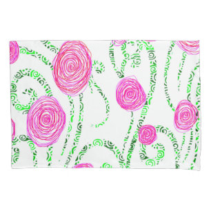 Housse D'oreillers Vignes vert et rose