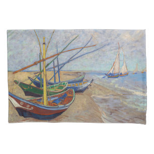 Housse D'oreillers Vincent van Gogh - Bateaux de pêche sur la plage