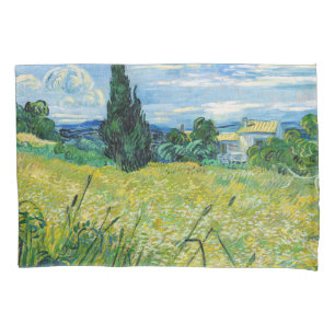 Housse D'oreillers Vincent van Gogh - Champ de blé vert avec Cypress