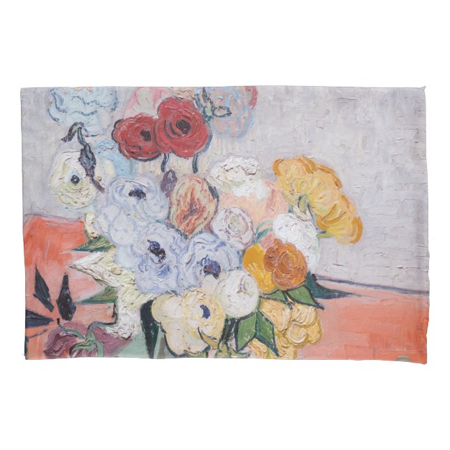 Housse D'oreillers Vincent van Gogh - Vase avec Roses et anémones (devant)