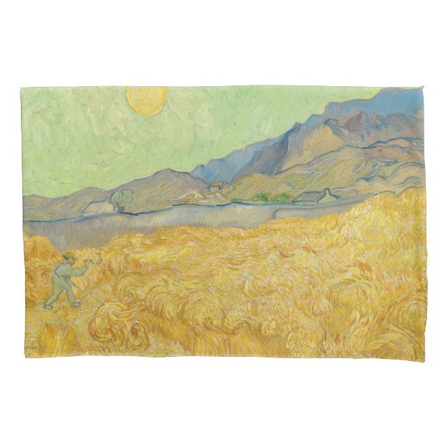Housse D'oreillers Vincent van Gogh - Wheatfield avec une Faucheuse (devant)