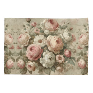 Housse D'oreillers Vintage anglais Rose Jardin Cottagecore Décor