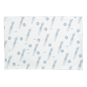 Housse D'oreillers Vintage Artiste Snychro nageurs Motif bleu