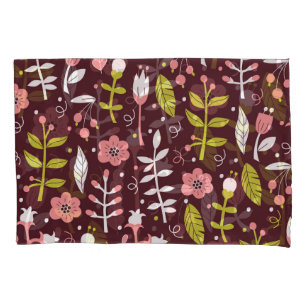 Housse D'oreillers Vintage Doodle Floral sans couture Motif