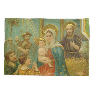 Housse D'oreillers Vintage Edwardian Era Nativity Christmas Card