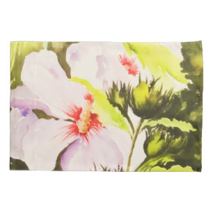 Housse D'oreillers Vintage Rustique Blanc Floral Vert Aquarelle