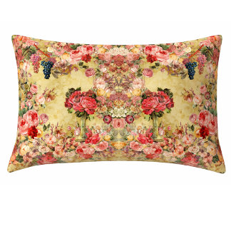Housse D'oreillers Vintage shabby chic roses and vase yellow