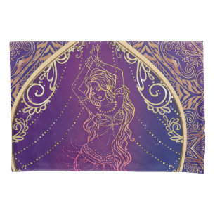 Housse D'oreillers Violet & Or Marocain du ventre Arabe Danser Glam