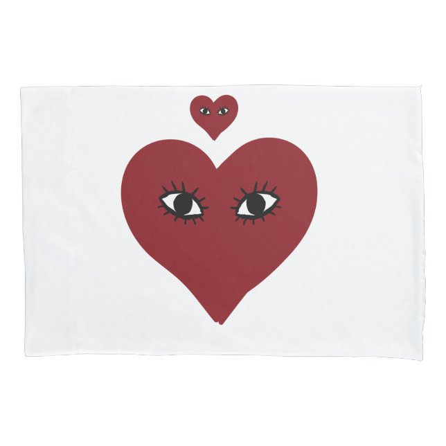Housse D'oreillers Visage du coeur rouge (devant)