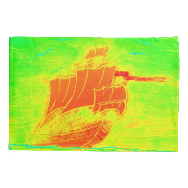 Housse D'oreillers voilier fluorescent (Dos)