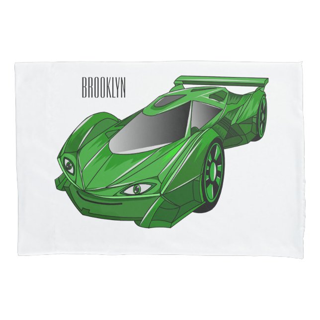 Housse D'oreillers Voiture de sport verte avec illustration airfos (devant)